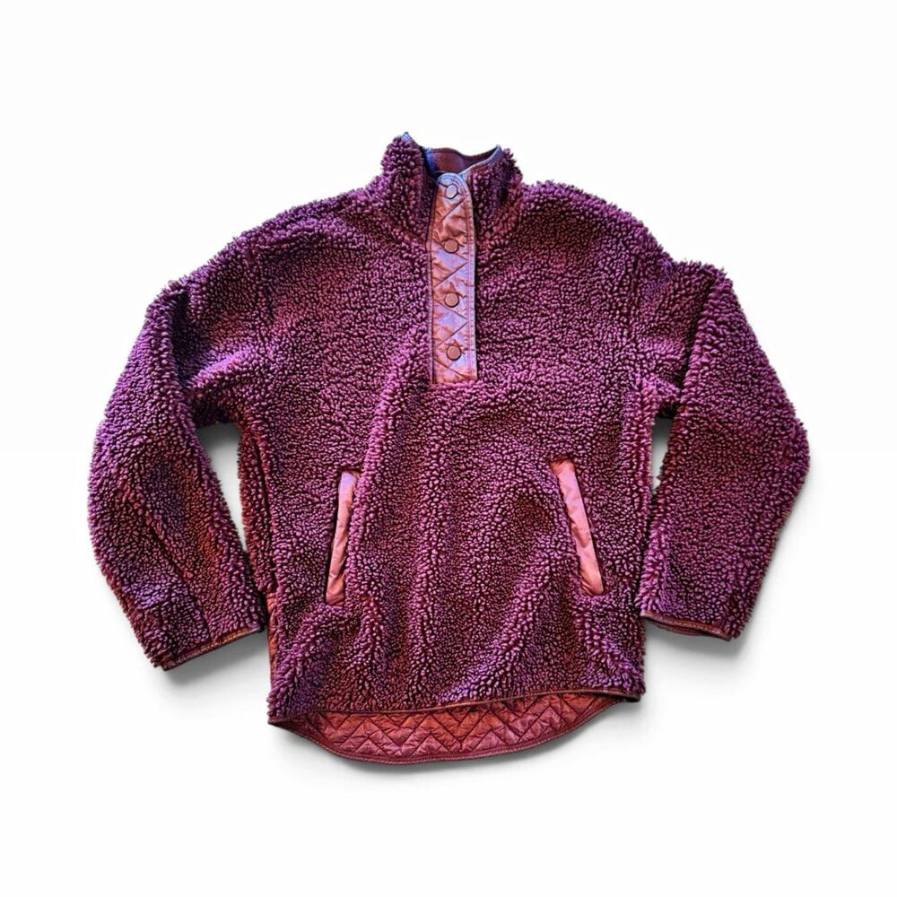 Athleta Purple Fleece 1/4 Snap Mock Neck Pullover Sweatshirt Pockets XXS